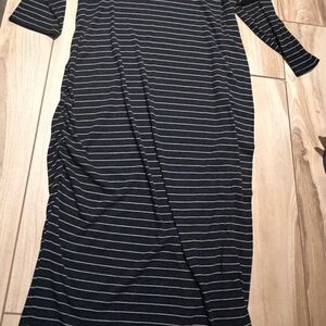 Isabel Maternity Striped 3/4 Sleeve Ribbed T-Shirt Maternity Dress XXL